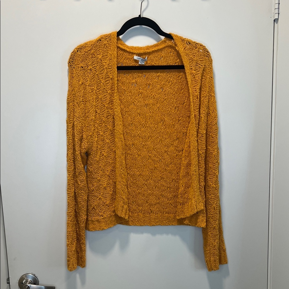 American Eagle Outfitters Mustard Open-Front Cardigan